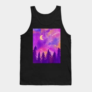 Colorful Fantasy Starry Night Wanderlust Pink and Purple Tank Top